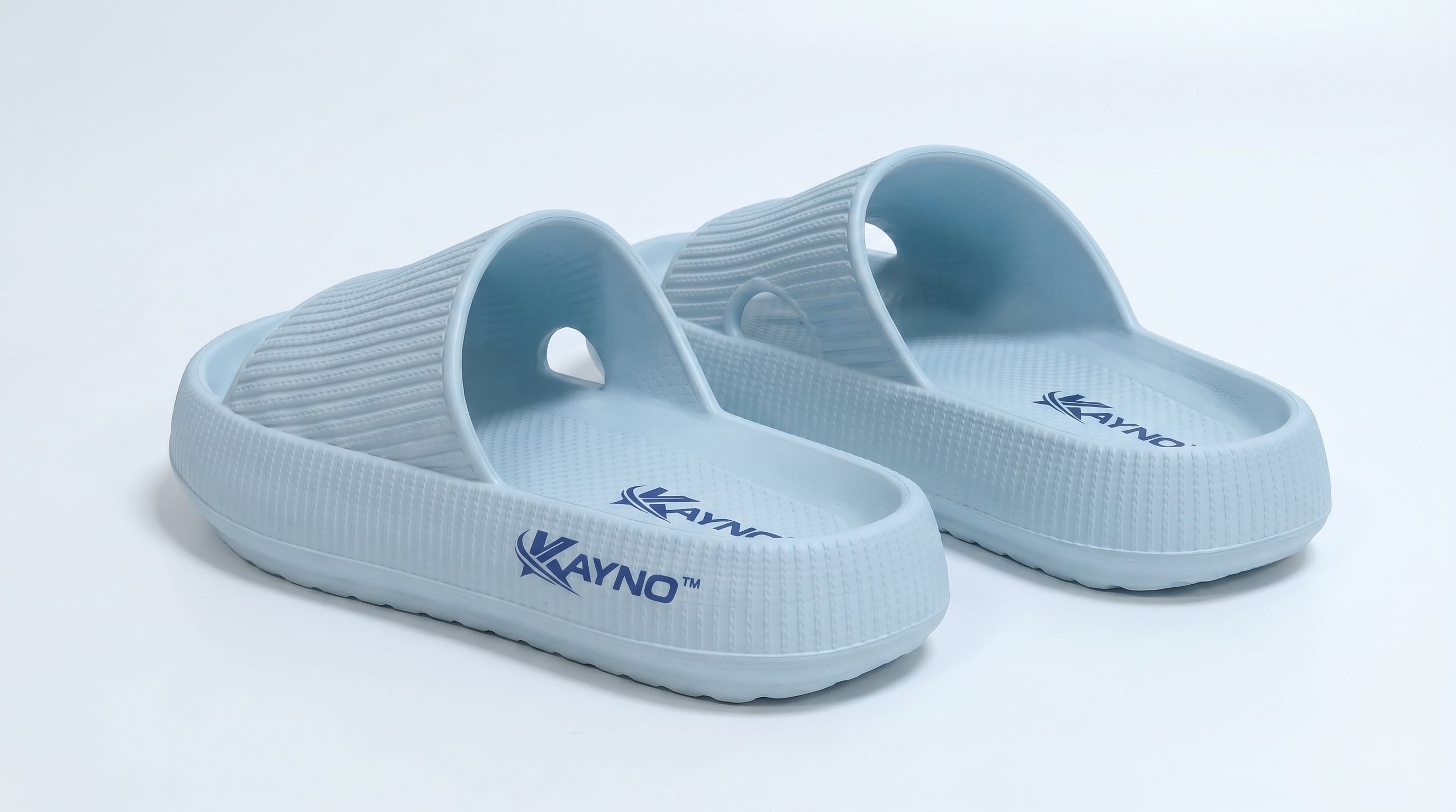 KAYNO Sky Blue Memory-Foam-Pantolette in Seitenansicht