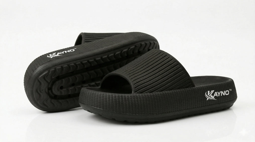 KAYNO Midnight Memory-Foam-Pantolette in Seitenansicht